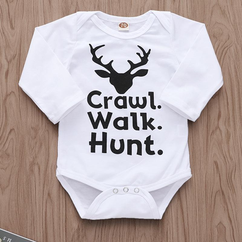 Baby Boys Girls Deer Print Romper & Pants & Hat Set