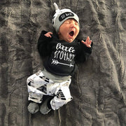 3PCS "Little Brother" Cartoon Pattern Printed Baby Set