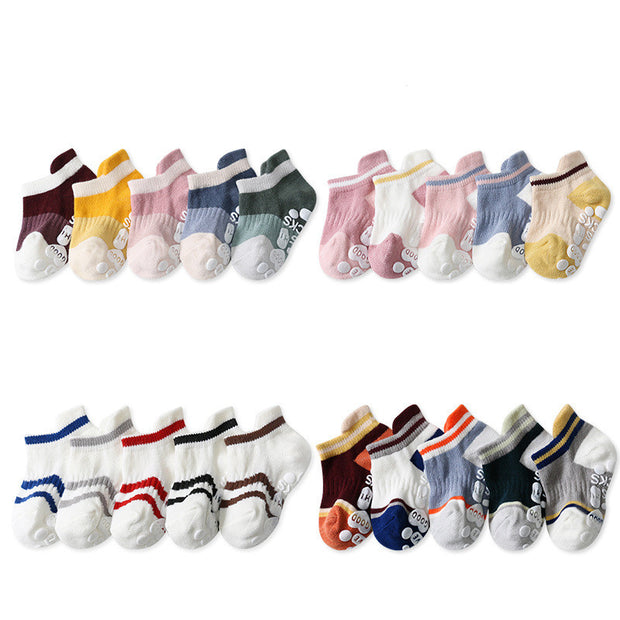 5 Pair Baby Boy Girl Lovely Short Cotton Non-slip Socks