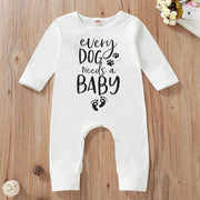 Puppy Paws Letter Printed Baby Jumpsuits