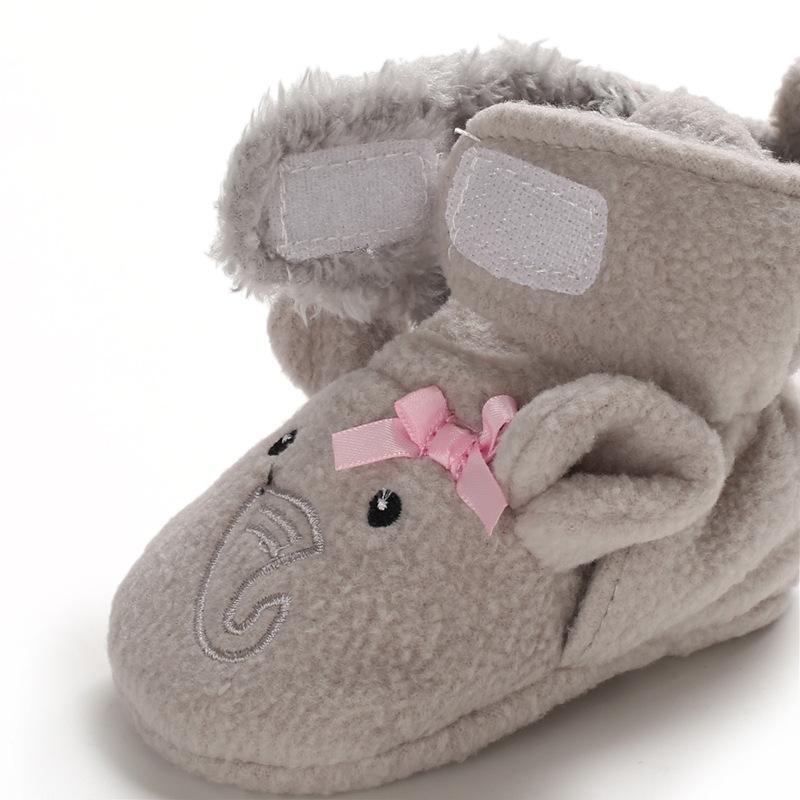 Adorável elefante 3D impresso botas de pelúcia quentes sapatos de bebê