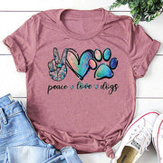 Fashion Peace Love Dog Paws T Shirt