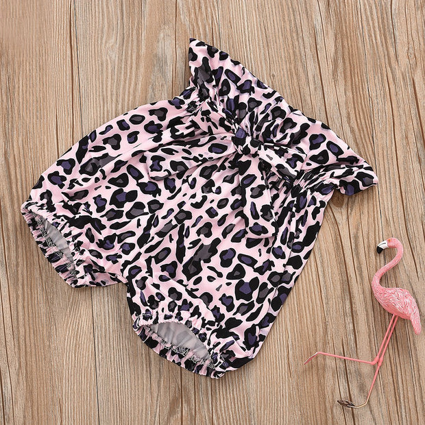3PCS Butterfly Sleeve Leopard Pinted Baby Set