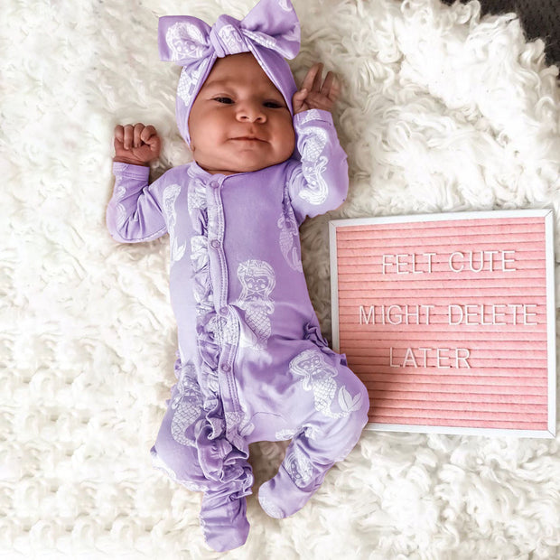 2PCS Lovely Mermaid Printed Baby Jumpsuit