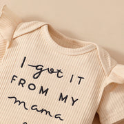 3PCS "I Got It From My Mama" Leopard Printed Baby Girl Set