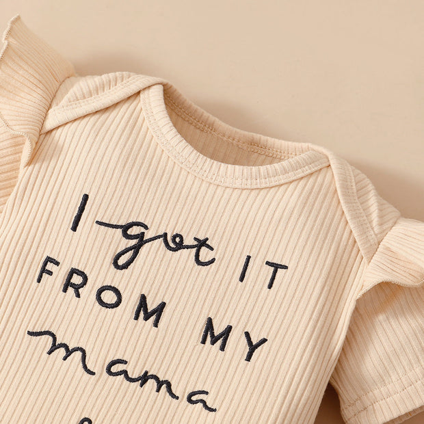 3PCS "I Got It From My Mama" Leopard Printed Baby Girl Set