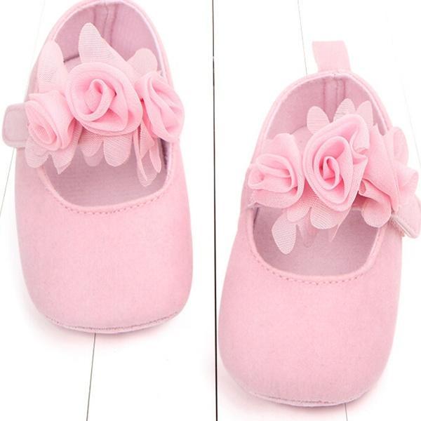 Solid Color 3D Flower Princess Athletic Baby Girl Shoes