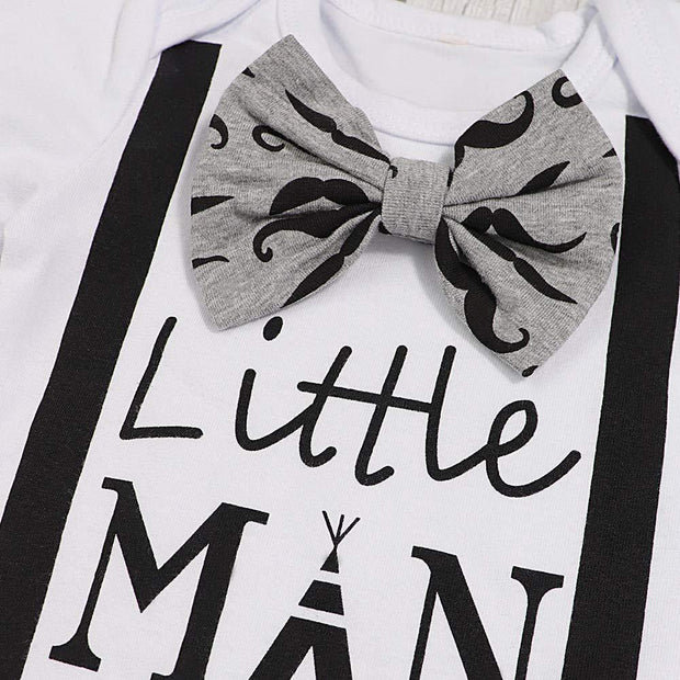 3PCS Cool Little Man Beard Printed Baby Set