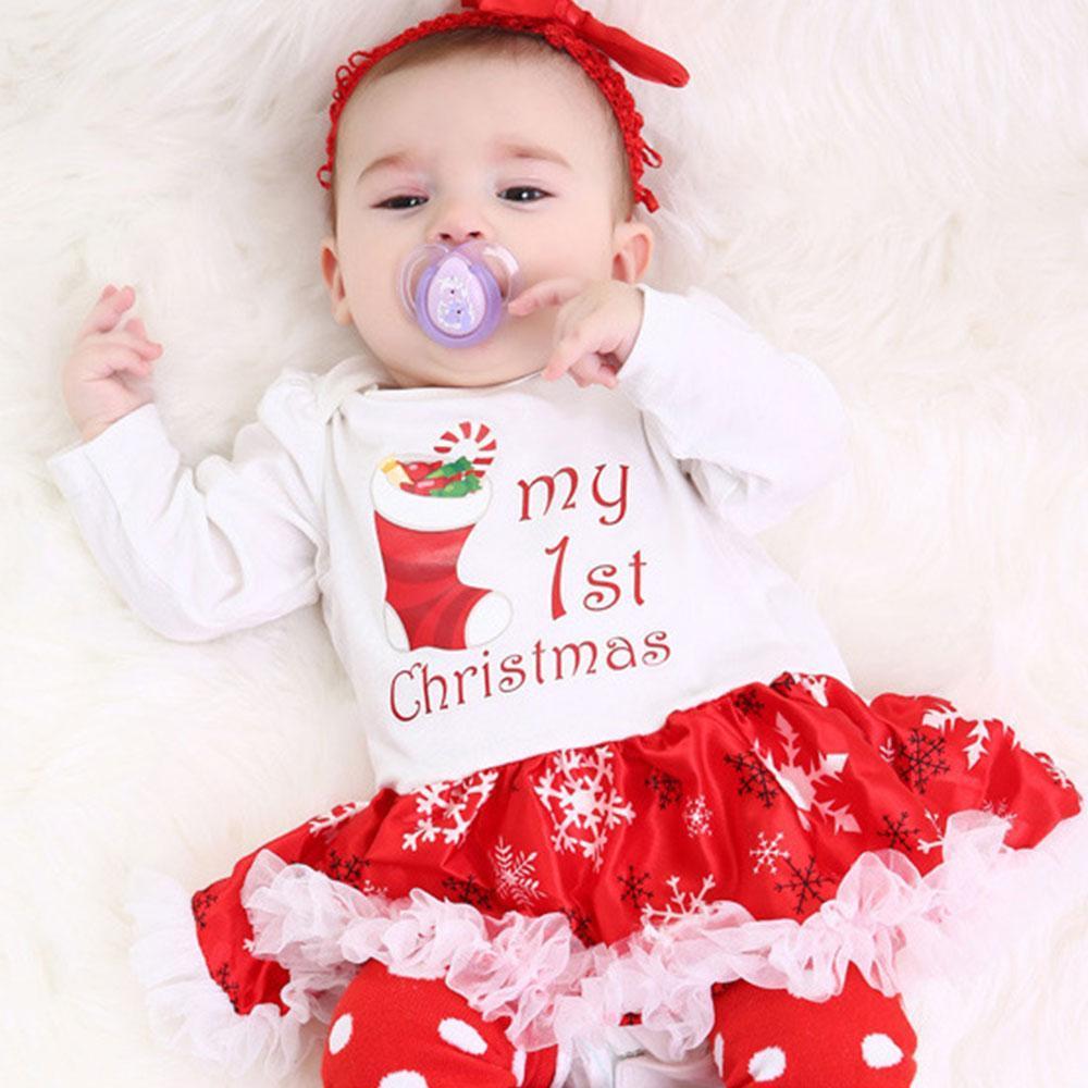 My First Christmas Bodysuit Dress 4pcs Set