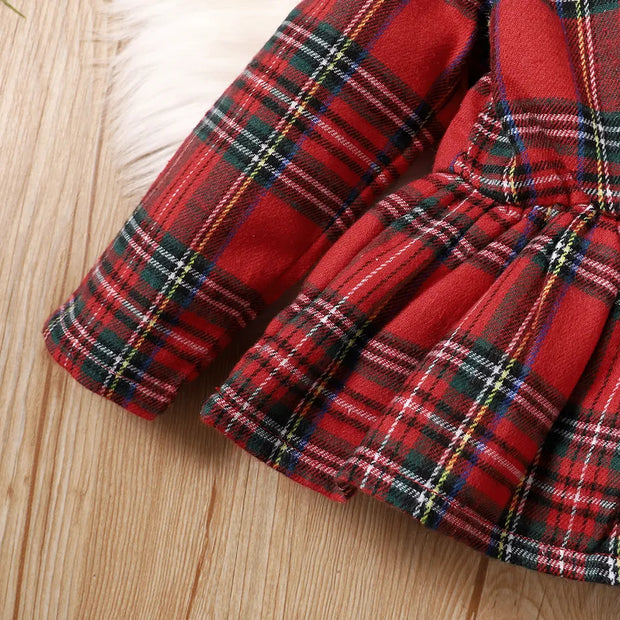3PCS Christmas Plaid Printed Baby Set