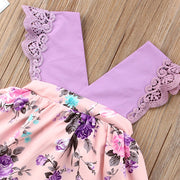 2PCS Lovely Floral Printed Baby Romper