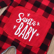 Cute Santa Baby Plaid Printed Baby Jumpsuit