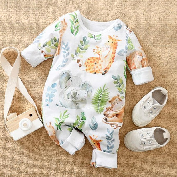 Lively Animal Printed Baby Jumpsuit