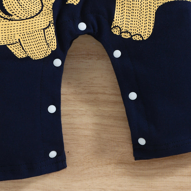 Cool Cartoon Elephant Printed Baby Jumpsuit