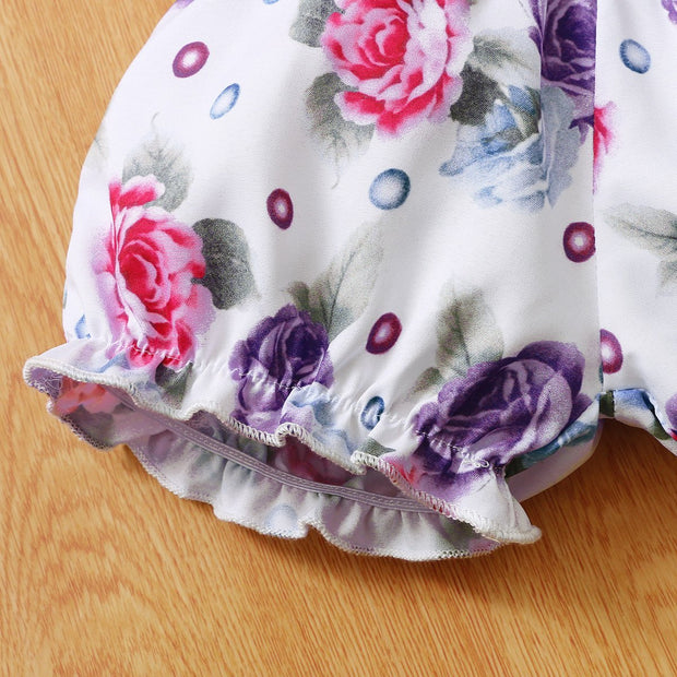 3PCS Lovely Solid Floral Printed Baby Set
