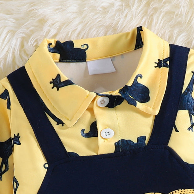 Cool Cartoon Elephant Printed Baby Jumpsuit