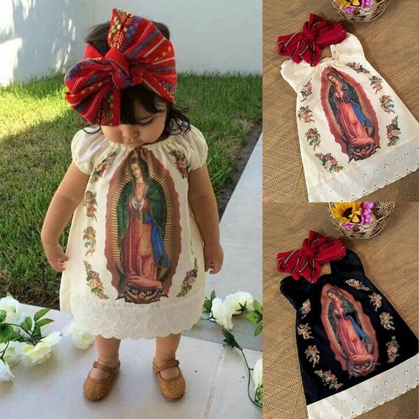 2PCS Cute Virgin Mary Printed Baby Dress