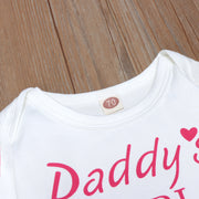 3PCS Baby Girl  "Daddy's Girl Mommy‘s World’" Letter Printed Romper with Full Floral Printed Pants Baby Set