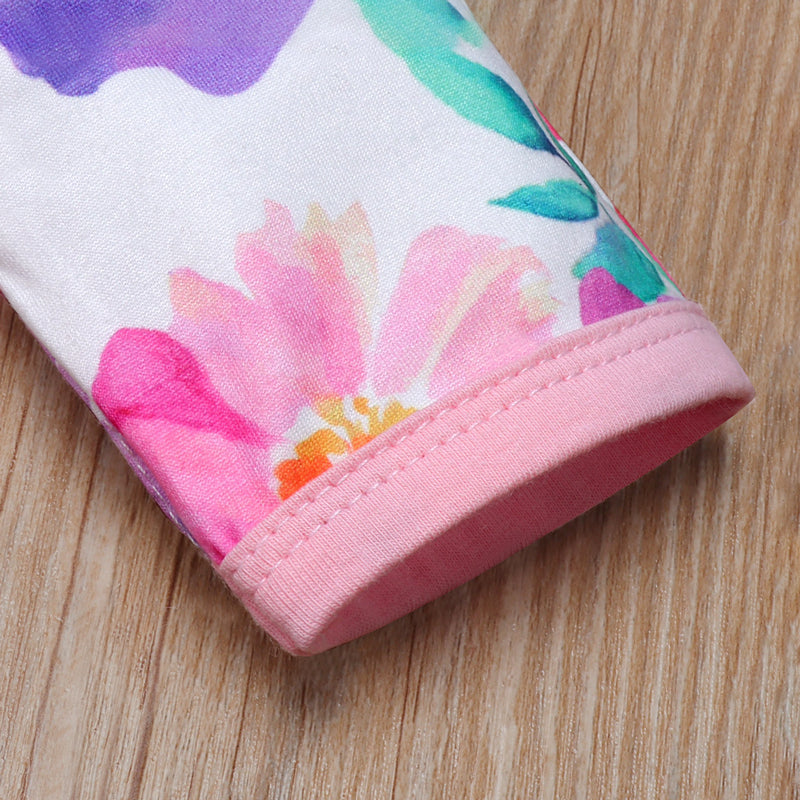 Joli pyjama imprimé floral pour bébé avec bandeau 