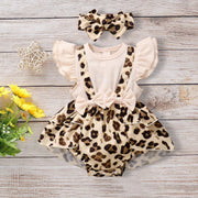 2PCS Lovely Leopard Printed Sleeveless Baby Romper