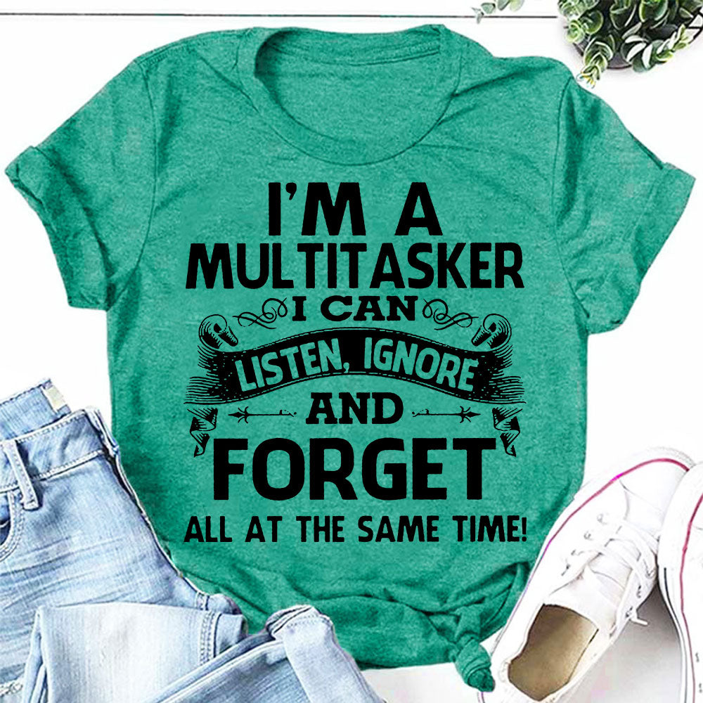Camiseta com slogan feminino com estampa de letras da moda multitarefa 