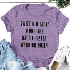 Sweet Old Lady Tee Slogan Letter Graphic Crew Neck Camiseta feminina 