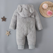 Lovely Bear Solid Color Printed Long Sleeve Baby Hoodie Jumpsuit