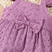 2PCS Cute Solid Color Baby Sleeveless Jumpsuit