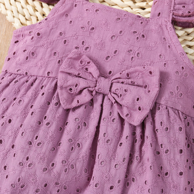 2PCS Cute Solid Color Baby Sleeveless Jumpsuit