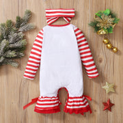 2PCS My 1st Christmas Stripe Letter Printed Baby Jumpsuit