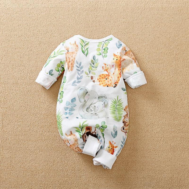Lively Animal Printed Baby Jumpsuit