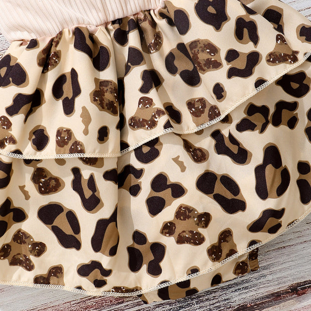 2PCS Lovely Leopard Printed Sleeveless Baby Romper