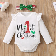 4PCS My 1st Christmas Letter Printed Baby Skirt Set