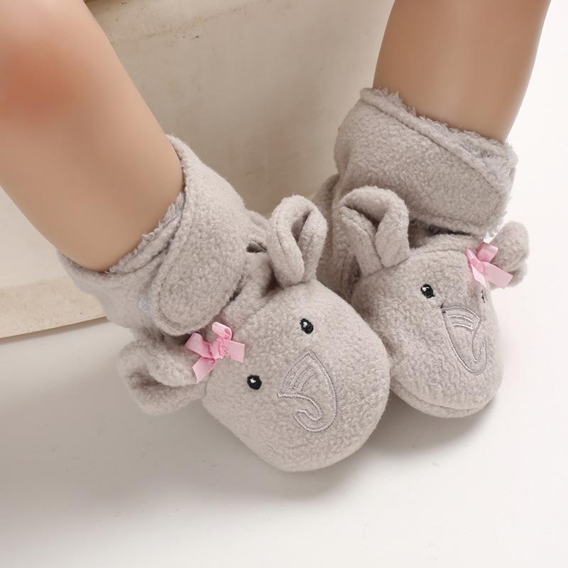 Lovely 3D Elephant Printed Warm Plush Boots Baby Shoes