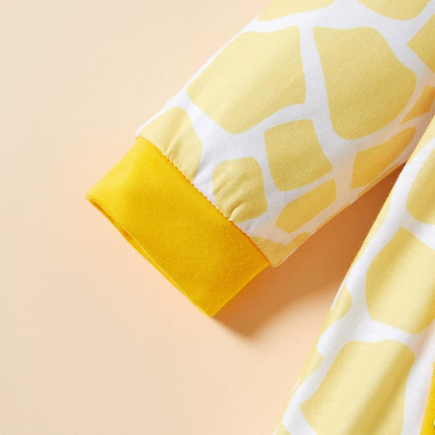 Baby Unisex Sweet Giraffe Printed Long Sleeve Baby Jumpsuit