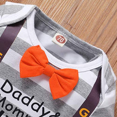 3PCS Daddy And Mommy's Little Turkey Printed Baby Set