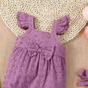 2PCS Cute Solid Color Baby Sleeveless Jumpsuit