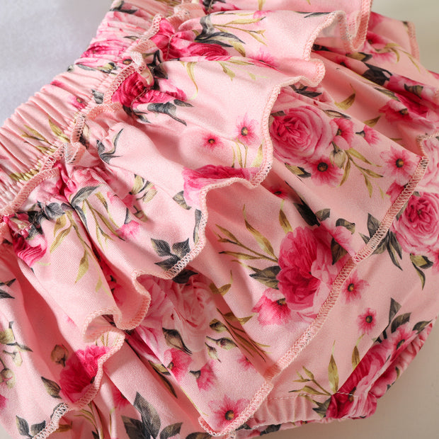3PCS The Princess Has Arrived Letter Printed Floral Baby Set