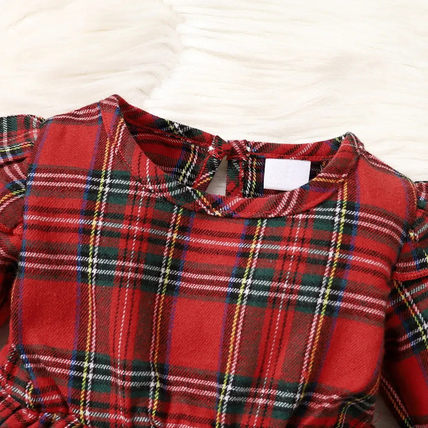 3PCS Christmas Plaid Printed Baby Set