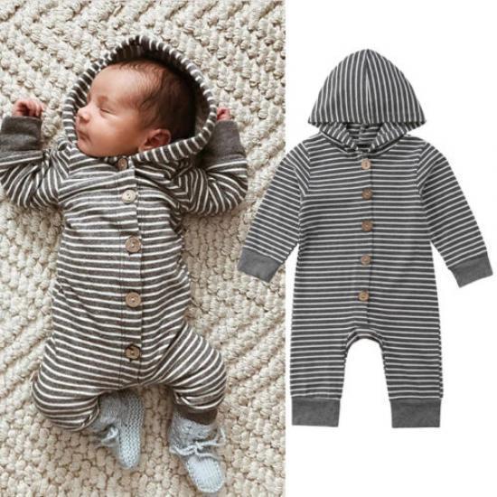 Lovely Striped Printed Long Sleeve Baby Boy Girl Jumpsuit