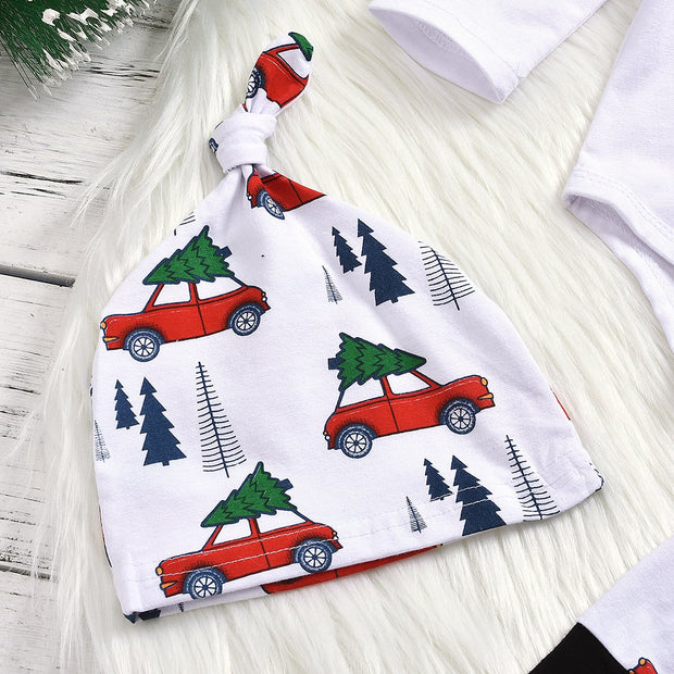 3PCS Merry Christmas Letter Printed Baby Set