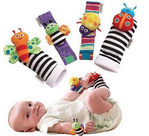 4 pcs Cute Animal Soft Baby Wrist Rattles and Foot Finders