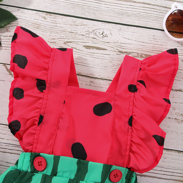 2PCS Pretty Watermelon Printed Baby Romper