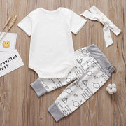 3PCS Baby Girl “Snuggle this muggle” Letter Printed Romper With Pants Baby Set