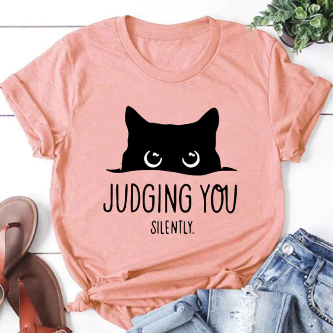 Judging You Print Women Slogan T-Shirt