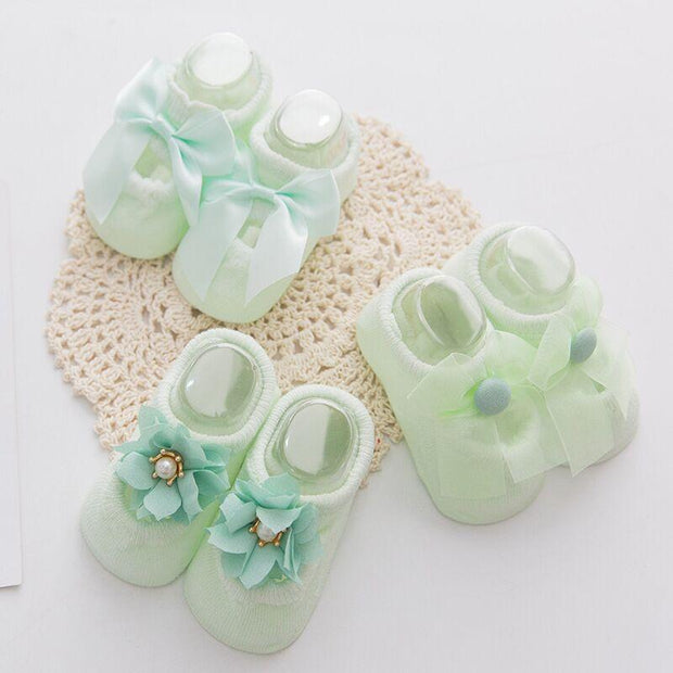 3-pack Pretty 3D Flower Bowknot Socks for Baby Girl