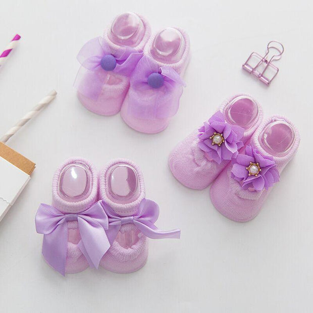 3-pack Pretty 3D Flower Bowknot Socks for Baby Girl