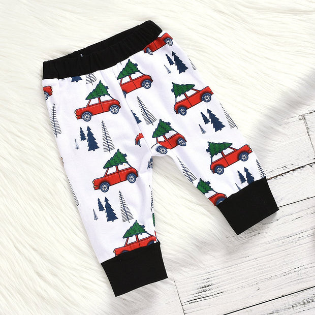 3PCS Merry Christmas Letter Printed Baby Set