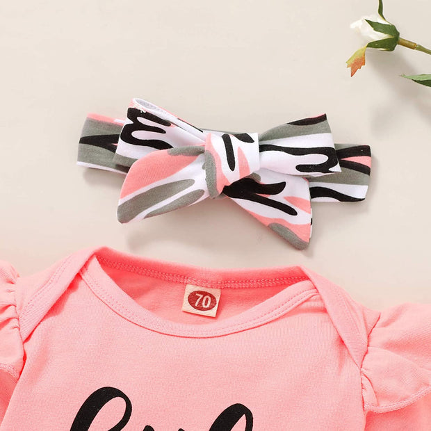 3PCS Little Sister Cool Camouflage Printed Baby Set