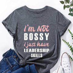 Camiseta com slogan feminino com estampa de letras da moda I'm Not Bossy 